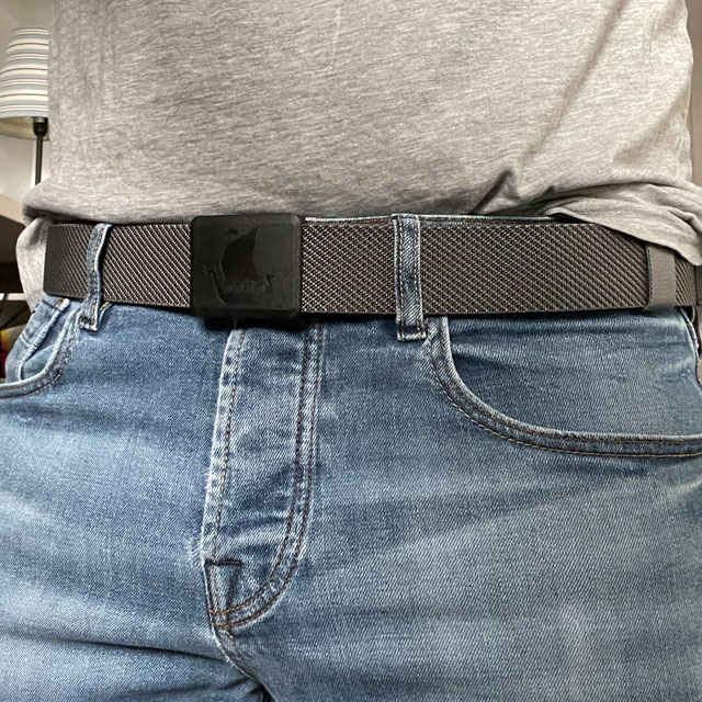 Elastic Belt Office Grey on jeans