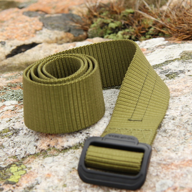 Rolled and flat on stone - Expedition Belt Green.