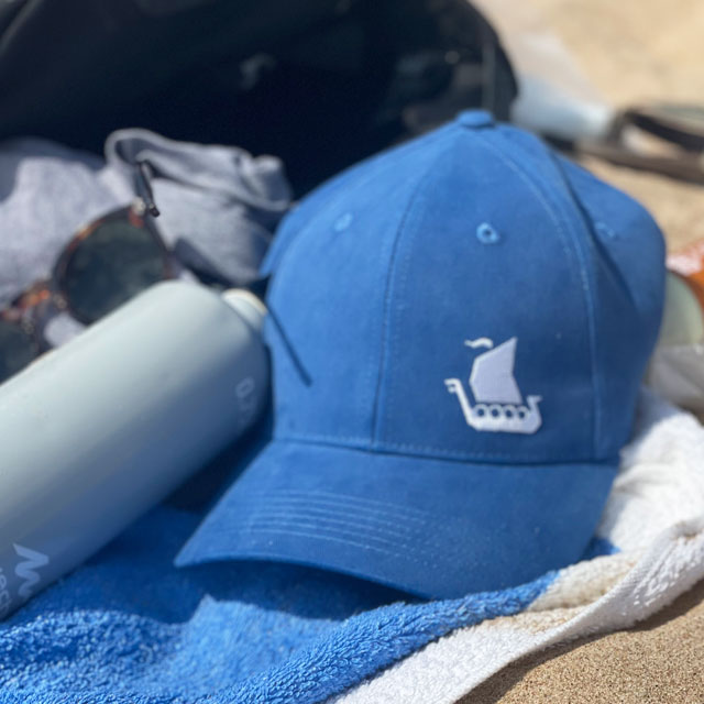Baseball Cap Blue with on the beach