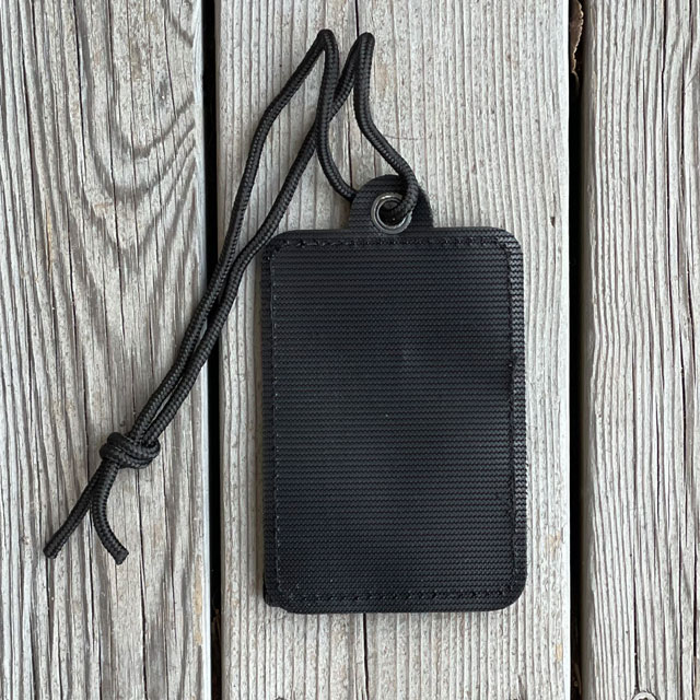 The backside of a Card holder Hook and Loop Black