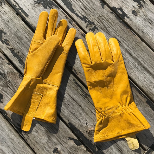 Yellow Goatskin Bushcraft Leather Gloves.