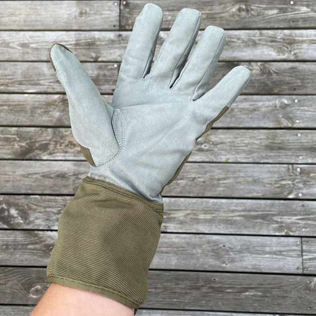 The palm of a DZ Slip On Glove Green from TAC-UP GEAR