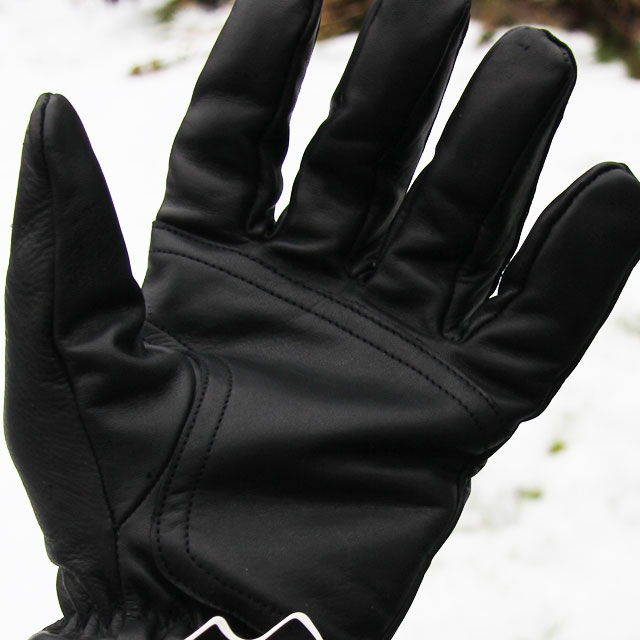 Officer Black Leather Glove black shiny and soft leather palm and fingers.