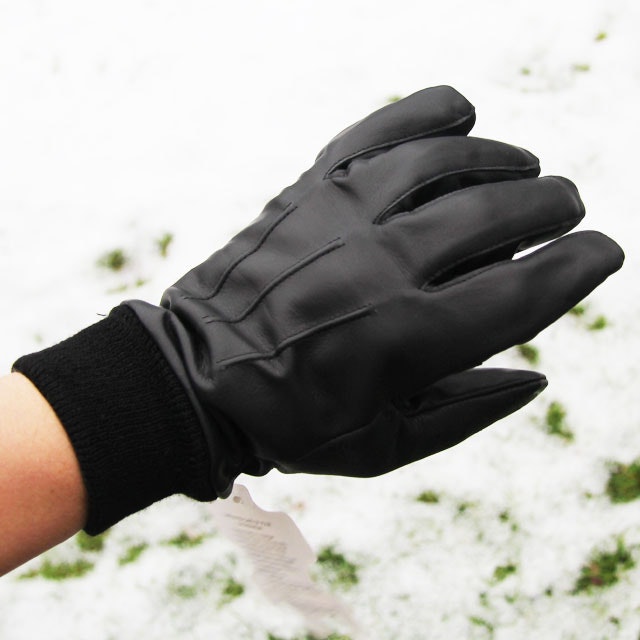 Black leather winter sale gloves