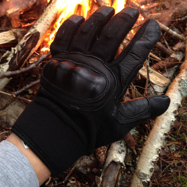 Black OPPO Glove and a fire.