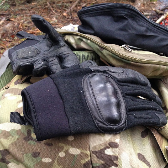 Oppo gloves on a multicam rucksack.