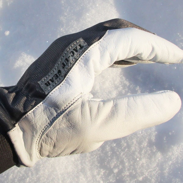 Sideview showing the white leather on a Permafrost Glove.
