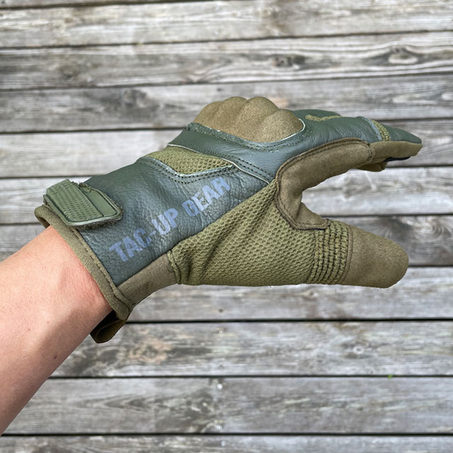 Side view of a Tactical Glove Green from TAC-UP GEAR