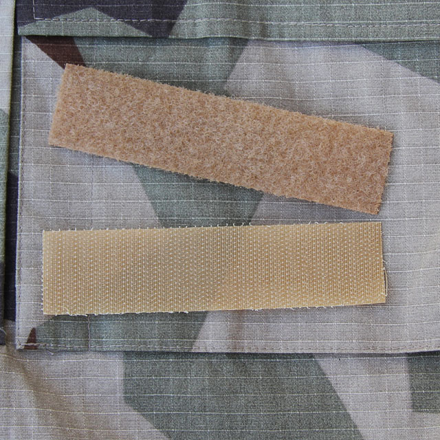 Kardborre Nametag Panel 12x3 Tan with M90K Desert camouflage in the background.
