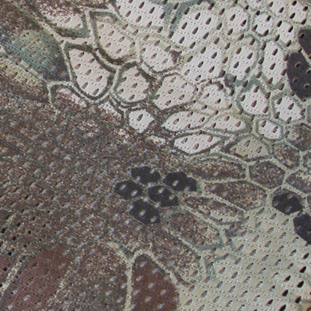 Close up of camouflage print on a Sniper Scarf Dragon.