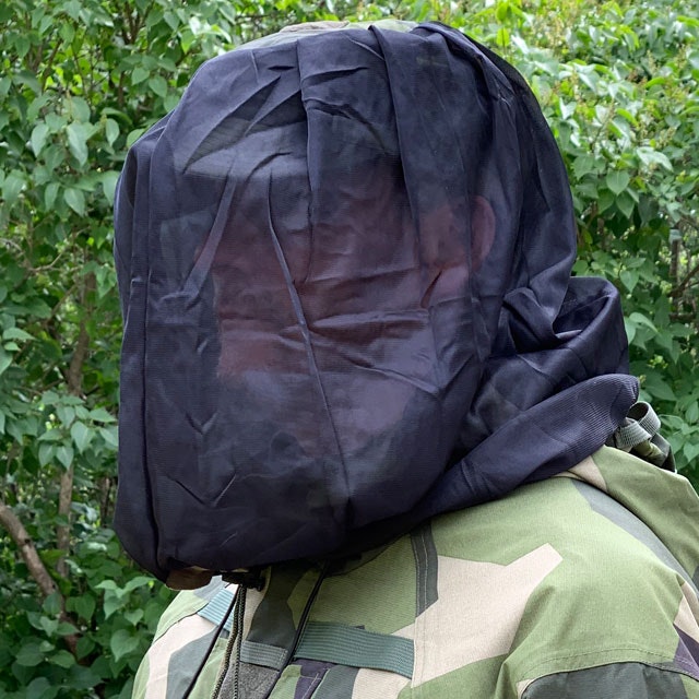 Mosquito Head Net Black/M90  draped over field cap