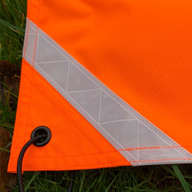 Orange Ruck Signal Panel Marker corner showing reflective stripe.