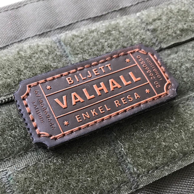 En Biljett Valhall Läder Patch med kardborrebaksida.