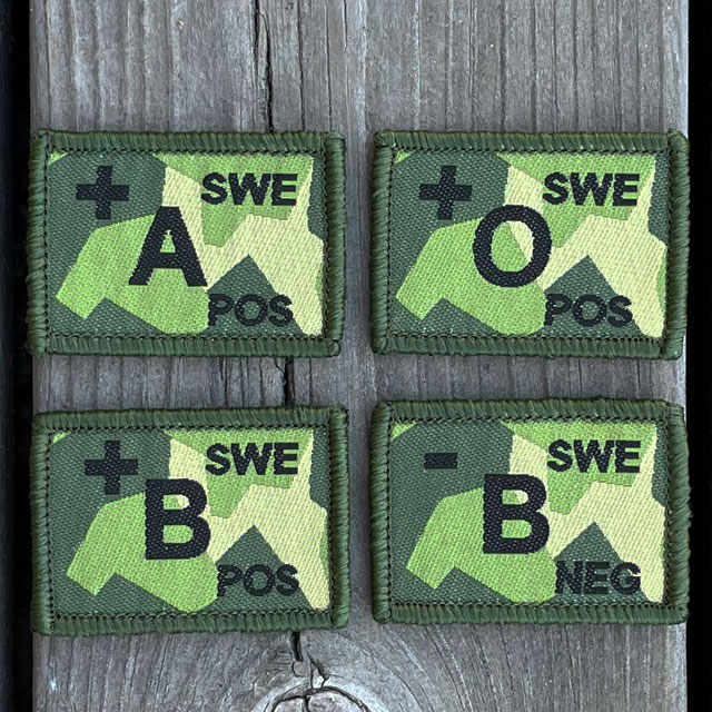 Four different Blood Type Hook Patches M90 from TAC-UP GEAR