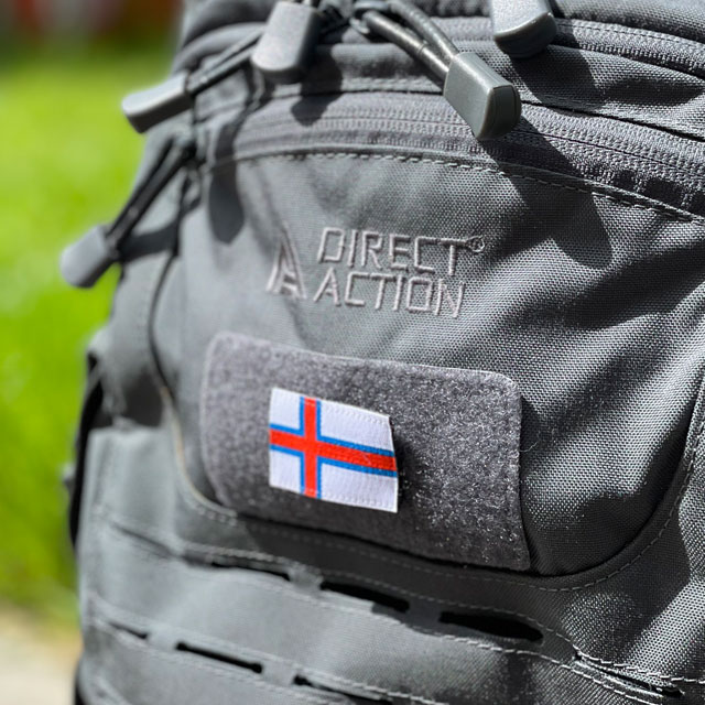 A Faroese Flag Hook Patch Small on a Dragon Egg Rucksack from Direct Action