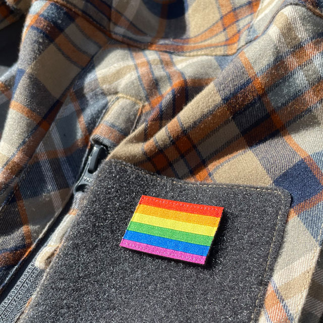 A closer look at a A Rainbow Flag Hook Patch Small
