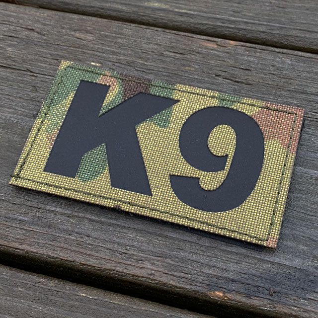 IR - K9 Multicam Hook Patch seen slightly from the side