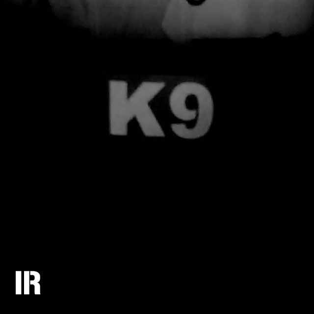 A IR - K9 Multicam Hook Patch seen through a infrared camera
