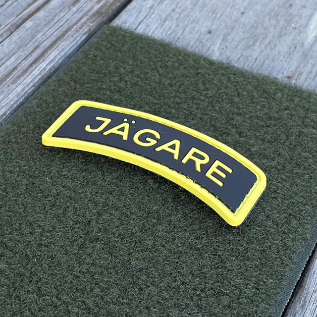 JÄGARE Hook PVC Patch Yellow/Black seen from an angle
