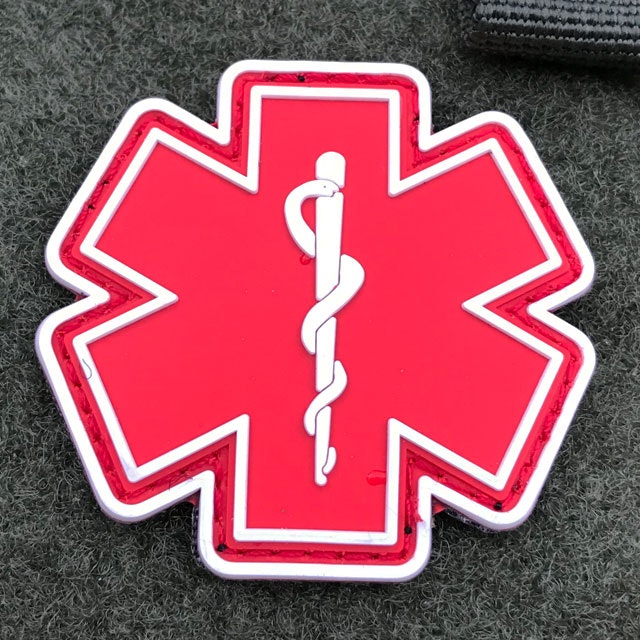 Product photo of the MEDIC PVC Star Red White Hook Patch.