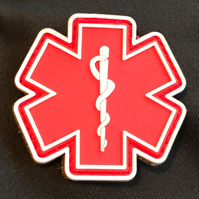 MEDIC PVC Star Red White Hook Patch.