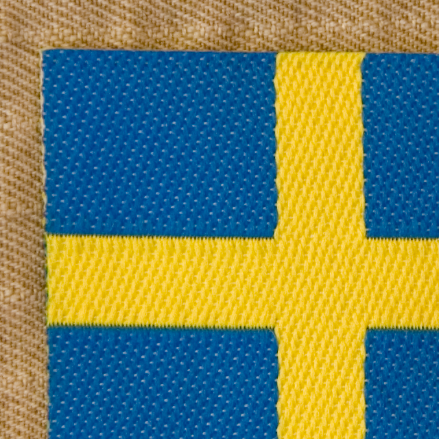 Close up of a Sweden Flag Arm Patch.