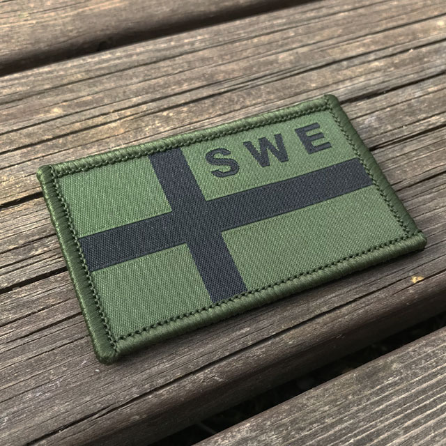 Sweden Flag OPS Nylon Green/Black Patch.