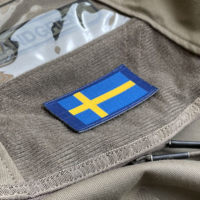 A Sweden Long Flag Blue from TAC-UP GEAR seen from an angle