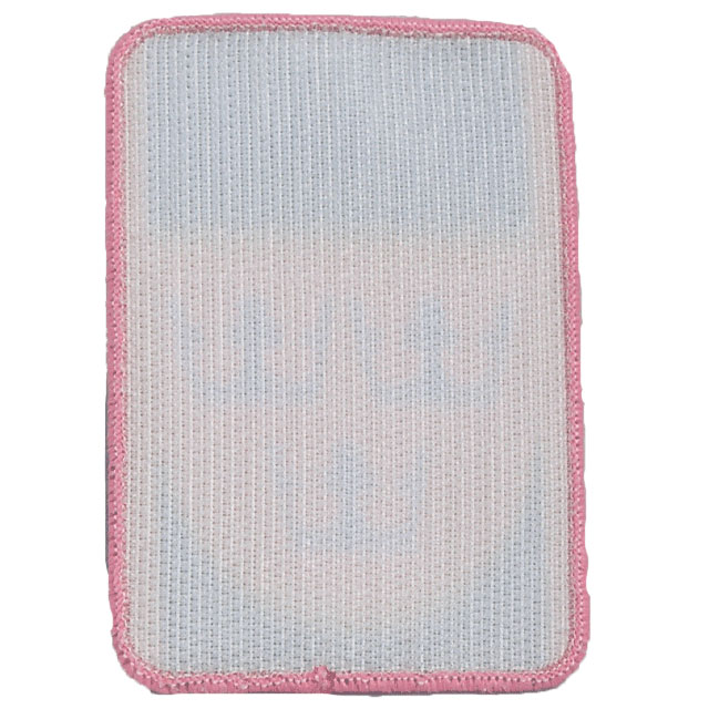 White hook backing in a Sweden Pink Patch.