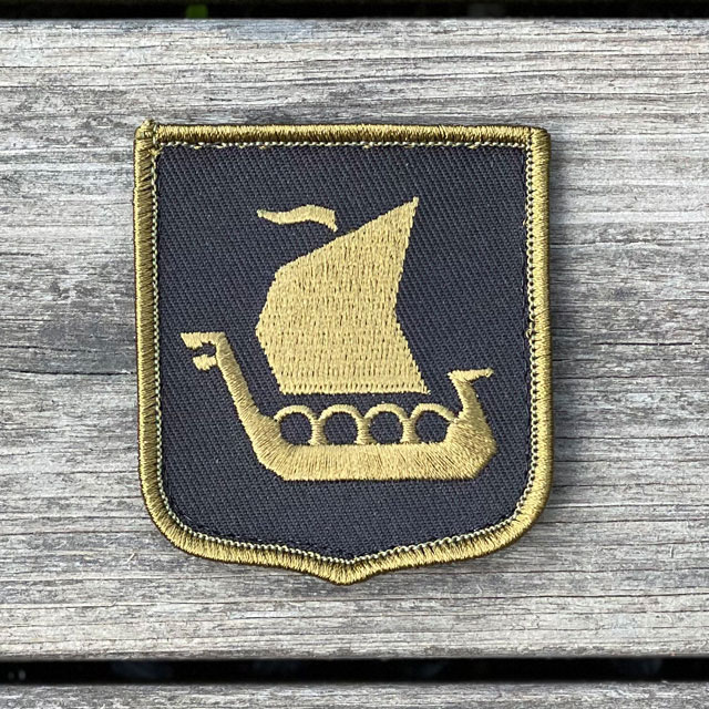 Viking Ship Shield Large Olive and Black Hook Patch