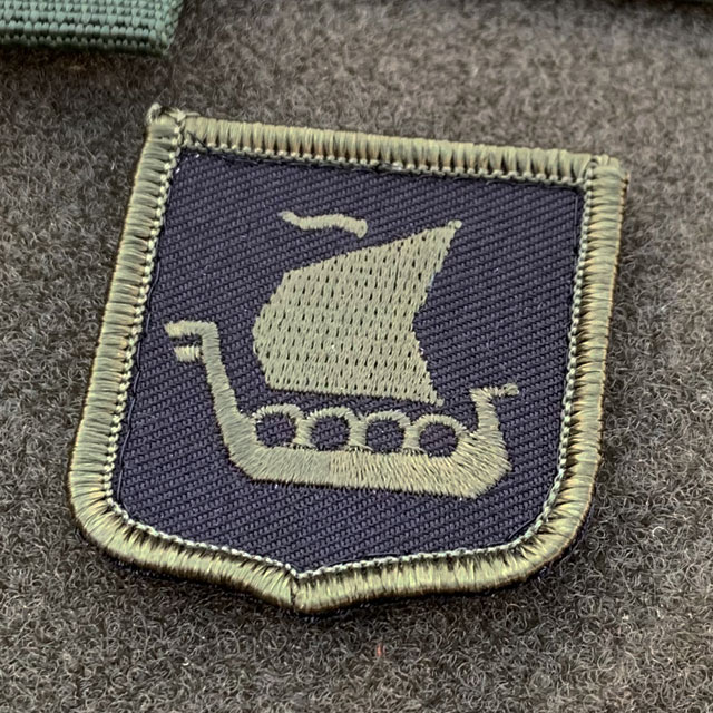 Vikingship Shield Hook Green and Black Patch close up picture