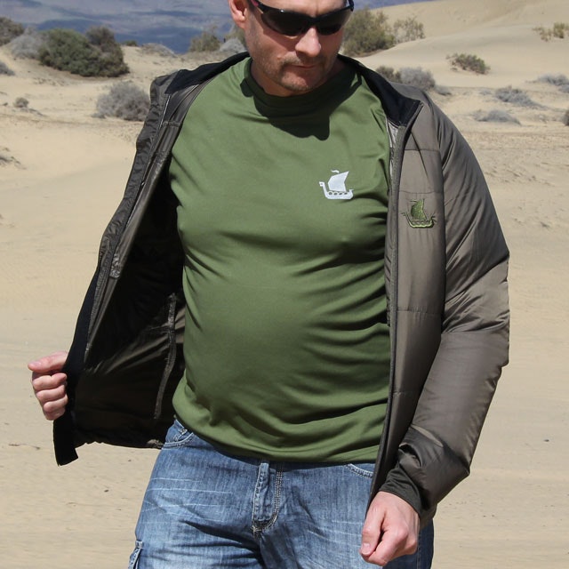 Running Jacket Green open front.