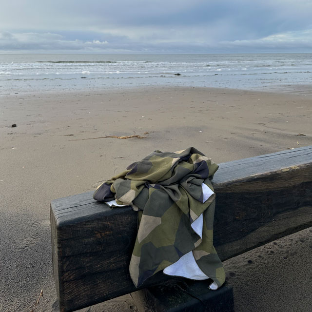 A Sarong M90 Camouflage from TAC-UP GEAR at the beach
