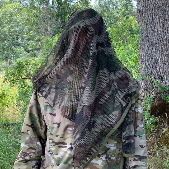 Front view of a Scrim Net Scarf FR Commando