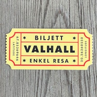 Sticker Biljett Valhall Gul/Röd