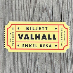 Sticker Biljett Valhall Gul/Röd
