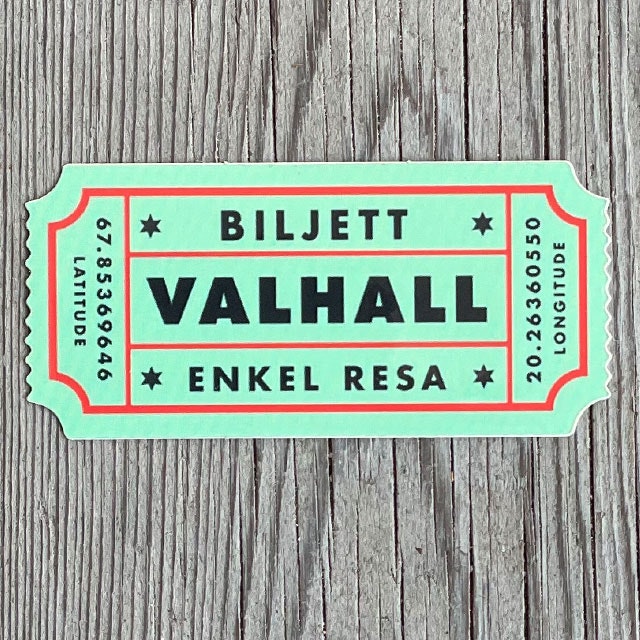 Sticker Biljett Valhall Ljusgrön sedd framifrån