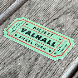 Sticker Biljett Valhall Ljusgrön