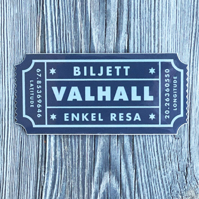 Sticker Biljett Valhall Svart/Grå sedd från framsidan