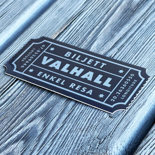 Sticker Biljett Valhall Svart/Grå sedd från sidan