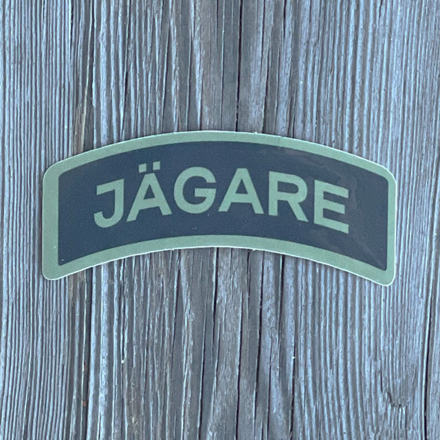 Sticker JÄGARE Green/Black/Green seen from the front