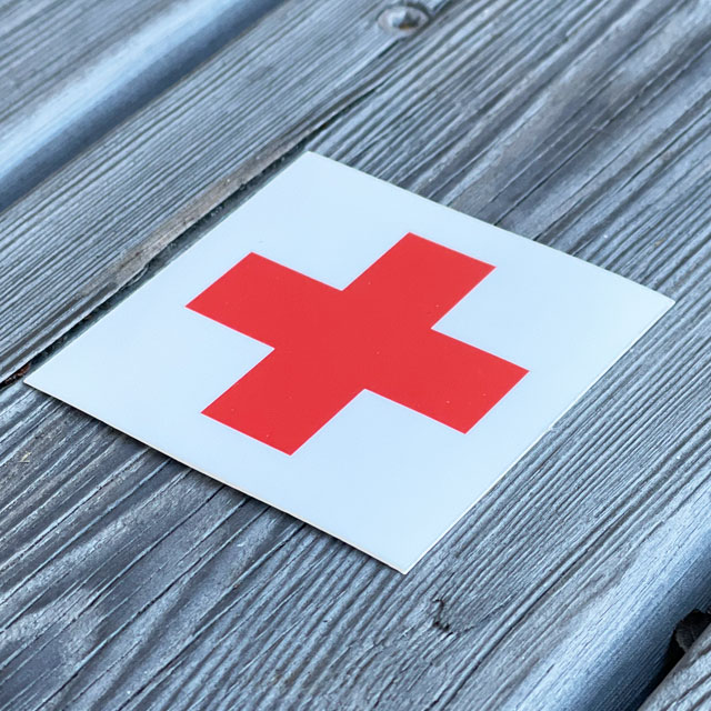 Sticker Medic Red Cross seen from an angle