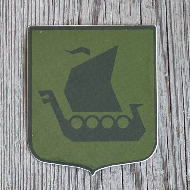 Sticker Viking Ship Green Black seen from the front