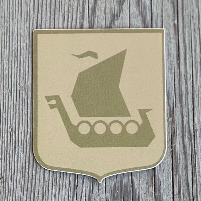 Sticker Viking Ship Khaki seen from the front