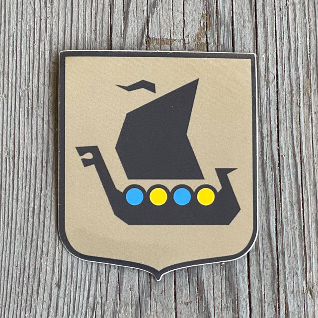Sticker Viking Ship Sand Blue Yellow seen from the front