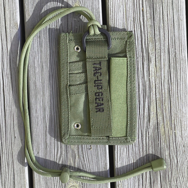 The backside of a Tactical Neck ID Card Holder Green from TAC-UP GEAR