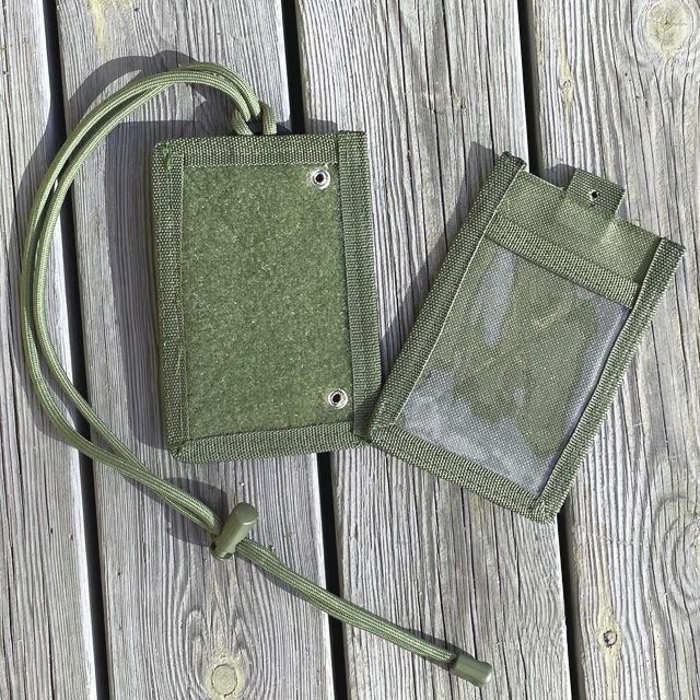 Separated front on a Tactical Neck ID Card Holder Green from TAC-UP GEAR