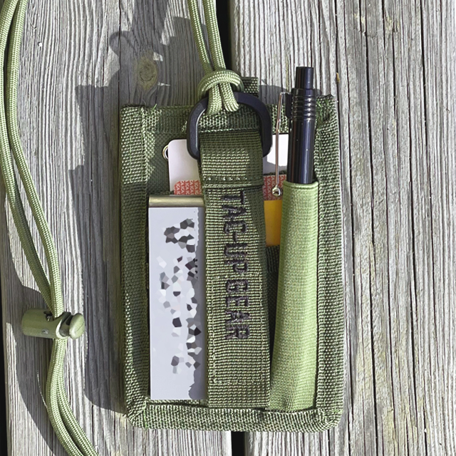 Tactical Neck ID Card Holder Green from TAC-UP GEAR from the backside with cards