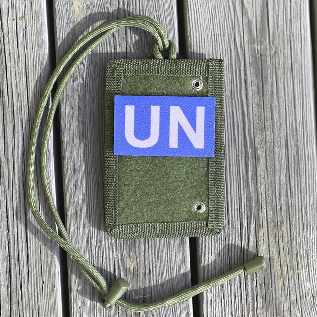 United Nations patch on a Tactical Neck ID Card Holder Green from TAC-UP GEAR