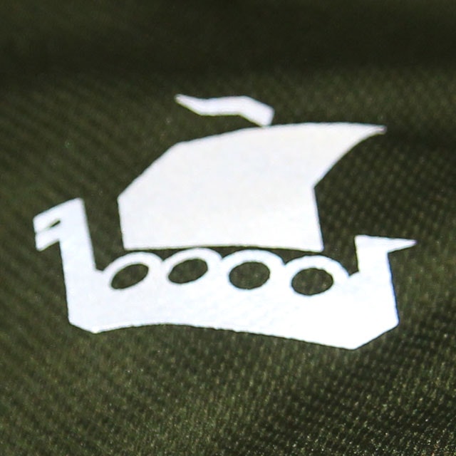 Reflective vikingship / longboat Tac-Up Gear logo on the breast of a Training T-Shirt Green.